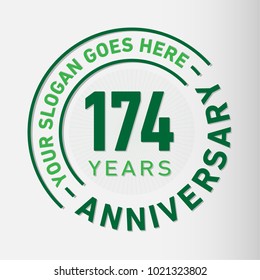 174 years anniversary logo template. Vector and illustration.