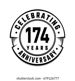 174 years anniversary logo template. Vector and illustration.