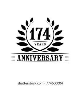 174 years anniversary logo template.