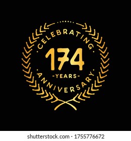 174 years design template. 174th logo. Vector and illustration.