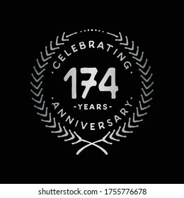 174 years design template. 174th logo. Vector and illustration.