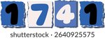 1741 Retro torn paper number Design art