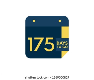 175 days to go calendar icon on white background, 175 days countdown, Countdown left days banner image