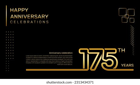 175 year anniversary template with gold color number and text, vector template