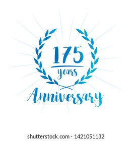 175 years anniversary celebration logo. Anniversary watercolor design template. Vector and illustration.