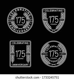 175 years anniversary celebration logotype. 175th anniversary logo collection. Set of anniversary design template. Vector and illustration.