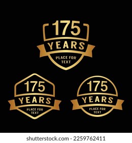 175 years anniversary celebration logotype. 175th anniversary logo collection. Set of anniversary design template. Vector illustration.	
