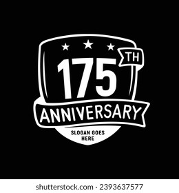 Plantilla de diseño de escudo de celebración de 175 años. Logo del 175 aniversario. Vector e ilustración.