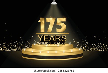 175 years anniversary Golden Jubilee Award Graphics Background. Entertainment Spot Light Hollywood Template Luxury Premium Corporate Abstract Design Template Banner Certificate.