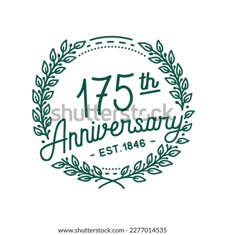 175 years anniversary logo collection. 175th years anniversary celebration hand drawn logotype. Vector and illustration.