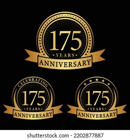 175 years anniversary logo collections. Set of 175th Anniversary logotype template. Vector and illustration.