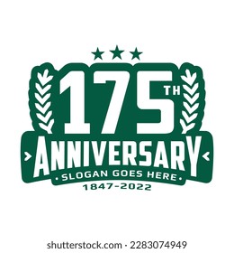 175 years anniversary logo design template. 175th anniversary celebration logotype. Vector and illustration.