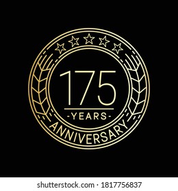 175 years anniversary logo template. 175th line art vector and illustration.