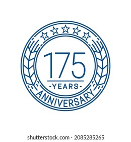175 years anniversary logo template. 175th line art vector and illustration.