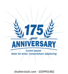 175 years anniversary logo. Vector and illustration.