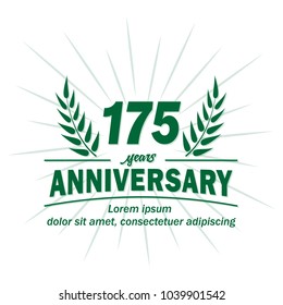 175 years anniversary logo. Vector and illustration.