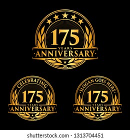 175 years anniversary set. 175th celebration logo collection. Vector and illustration. 