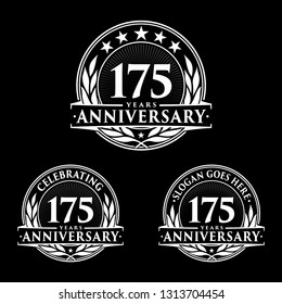 175 years anniversary set. 175th celebration logo collection. Vector and illustration. 