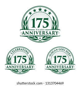 175 years anniversary set. 175th celebration logo collection. Vector and illustration. 
