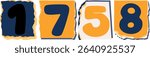 1758 Retro torn paper number Design art
