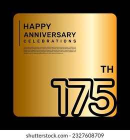 175th anniversary celebration template design with simple and luxury style in golden color
