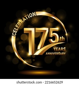 175th Anniversary Logo, Template design for anniversary celebration with golden ring and text, vector illustration
