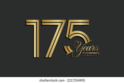 175th Anniversary logo type. Anniversary Celebration template design with gold color for celebration event, invitation, greeting, web template, flyer, banner, double line logo, vector illustration