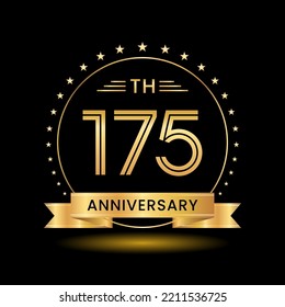 175th  Anniversary, Perfect template design for anniversary celebration with gold color for booklet, leaflet, magazine, brochure poster, web, invitation or greeting card. Vector template