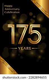 175th Anniversary template design with double line numbers. Golden anniversary template. Vector