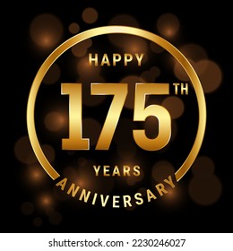 175th Anniversary. Anniversary template design with gold ring for celebration event, wedding, invitation and greeting card. Vector illustration
