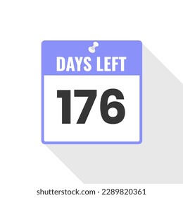 176 Days Left Countdown sales icon. 176 days left to go Promotional banner