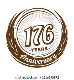 176 years anniversary. Anniversary logo design. 176 years logo.
