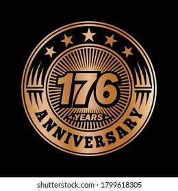 176 years anniversary. Anniversary logo design. Vector and illustration.