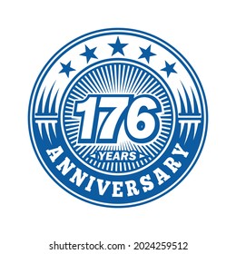 176 years anniversary. Anniversary logo design. Vector and illustration.