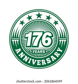 176 years anniversary. Anniversary logo design. Vector and illustration.