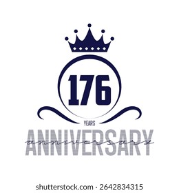 176 anos de modelo de design de logotipo. Vetor de aniversário e modelo de ilustração.