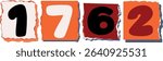 1762 Retro torn paper number Design art