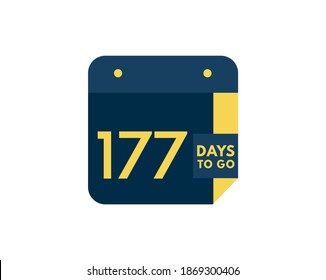 177 days to go calendar icon on white background, 177 days countdown, Countdown left days banner image