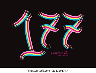 177 number design vector, graphic t shirt, 177 years anniversary celebration logotype colorful line, 177th birthday logo, Banner template, logo number elements for invitation card, poster