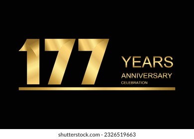 177 year anniversary vector banner template. gold icon isolated on black background.