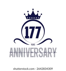 177 anos de modelo de design de logotipo. Vetor de aniversário e modelo de ilustração.