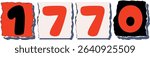 1770 Retro torn paper number Design art
