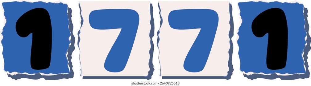 1771 Retro torn paper number Design art