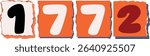 1772 Retro torn paper number Design art