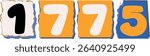 1775 Retro torn paper number Design art
