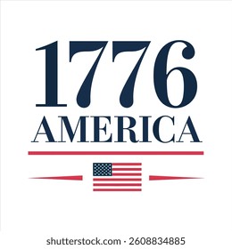 1776 America t-shirt design on white background