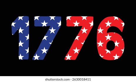 1776 American Flag Numbers – Patriotic Stars Red White Blue USA Independence Day Design