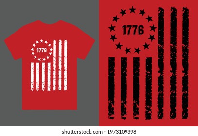 1776 American Flag T-shirt Vector Design, Betsy Ross Flag T-Shirt, Hoodie  Sweatshirt, Patriotic USA Flag shirt,  Political T-shirt - Retro Flag shirt - 1776 shirt