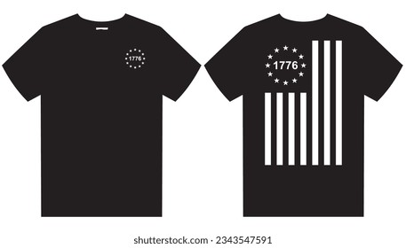 1776 With Betsy Ross Flag 13 Stars T-Shirt Design