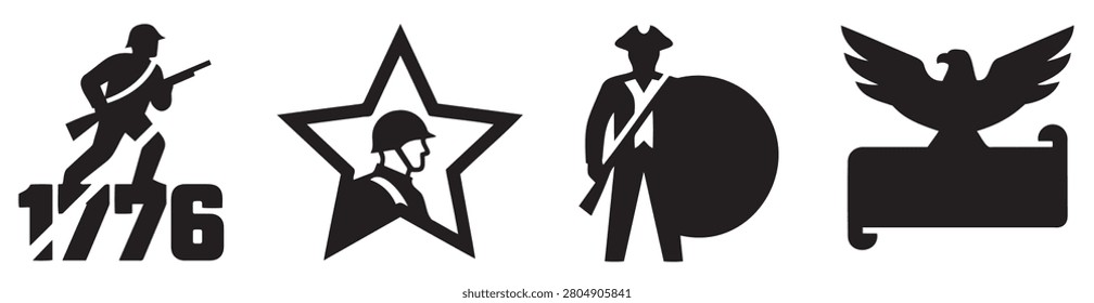 1776 Colonial Drummer Boy Vector Set 3 - Marching Militia Star Badge Pack - Bald Eagle Ribbon Clip Art

Expand your patriotic marketplace store with this premium 1776 American Revolution commercial vector graphics bundle. This high-quality flat illustration set captures detailed silhouettes of marching colonial infantrymen, star-bordered minutemen, wartime drummer boys, and a soaring bald eagle holding a blank text ribbon.

Designed to capitalize on the upcoming 2026 USA Semiquincentennial, these historic military vectors deliver clean, sharp edges for flawless application. Highly recommended for parade promotions, historical festival clothing, holiday event decals, and premium screen-printed apparel lines.